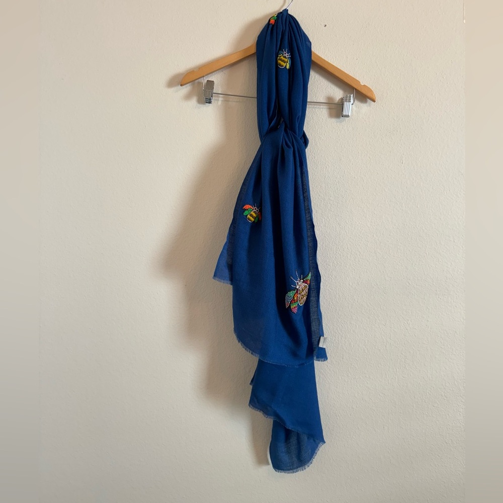 JANAVI INDIA 100% Cashmere Beaded Bees Scarf